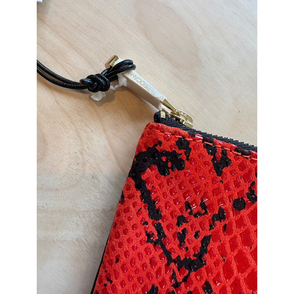 Rebecca Minkoff Erin Clutch Red Black Fluoro Snake Leather Zipper Pouch NEW - Picture 7 of 7